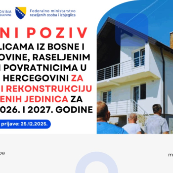 Obavještenje građanima: Objavljen javni poziv Ministarstva za izbjeglice i ljudska prava BiH
