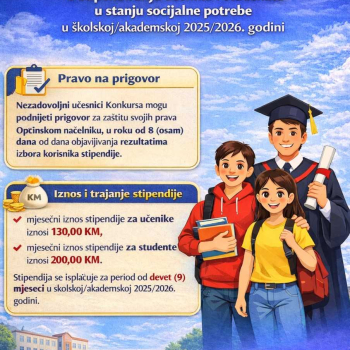 Odluka o stipendiranju učenika i studenata u stanju socijalne potrebe u školskoj/akademskoj 2025/2026.godini  
