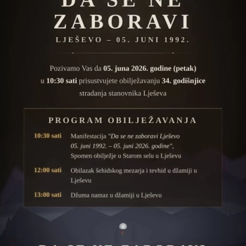Program obilježavanja 34. godišnjice stradanja stanovnika Lješeva 